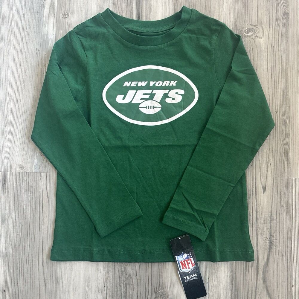 NWT NFL NY Jets Green Long Sleeved T Shirt Kids Size Small 4